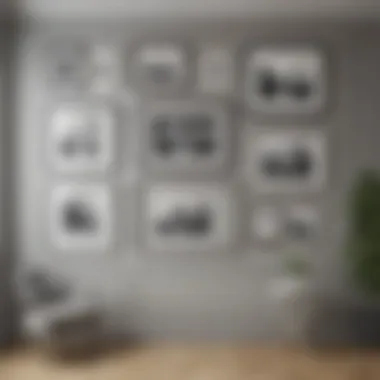 Elegant interior showcasing grey picture frames on a gallery wall