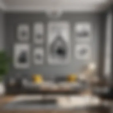 Living room adorned with grey picture frames enhancing decor