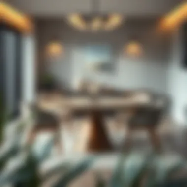 Elegant round table with extendable leaves showcased in a modern dining area