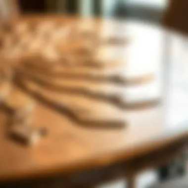 Close-up of the intricate design features of a round table with extendable leaves