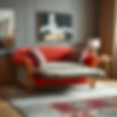 Elegant design of a single bed pull out chair with colorful upholstery