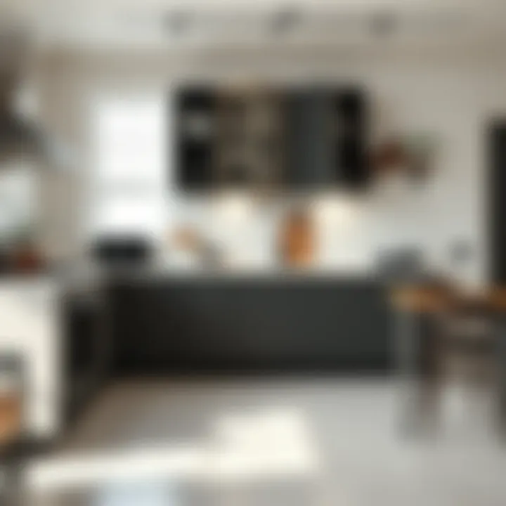 Chic small kitchen cabinet on wheels in a minimalist kitchen