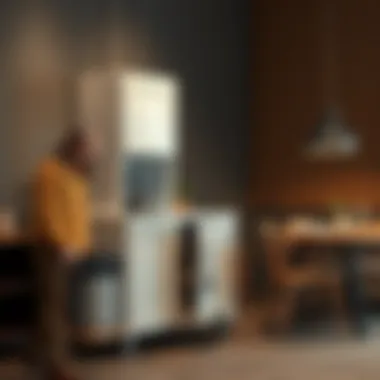 Versatile small kitchen cabinet on wheels in action