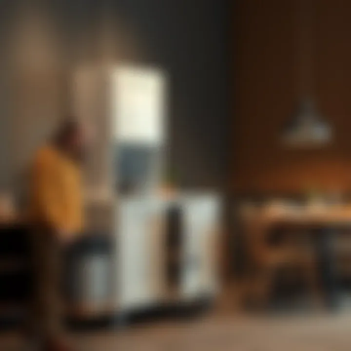 Versatile small kitchen cabinet on wheels in action