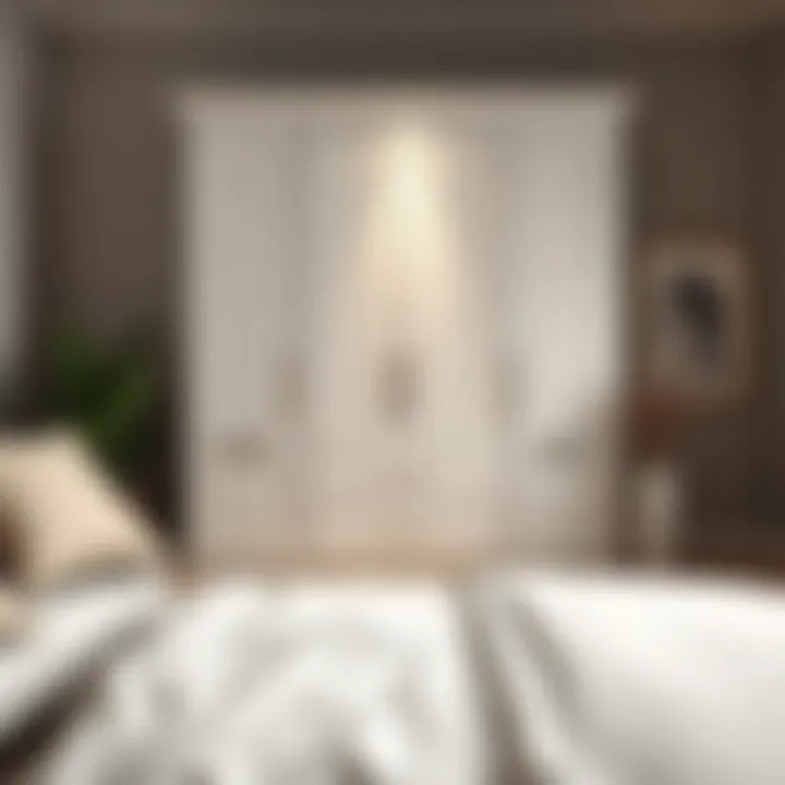 Customized tall white closet cabinet in a modern home setting