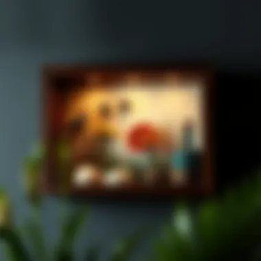 Stylish shadow box art piece integrating nature and decor