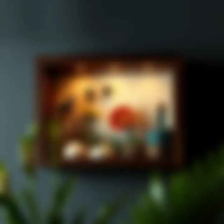 Stylish shadow box art piece integrating nature and decor