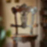 A beautifully restored vintage wooden chair with intricate carvings