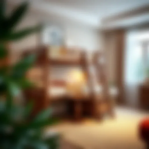 Elegant Twin Full Bunk Bed Design Elegant twin full bunk bed with stairs in a cozy bedroom setting