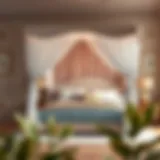 Elegant twin size canopy bed with soft drapes