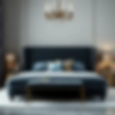 A luxurious velvet bed complemented by elegant accessories.