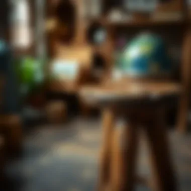 Exquisite Craftsmanship in Restoration Close-up of a beautifully restored wooden stool emphasizing craftsmanship