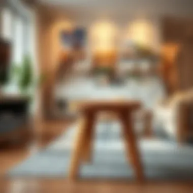 Stylish Wooden Stool in Contemporary Decor Stylish wooden stool in a modern living room environment