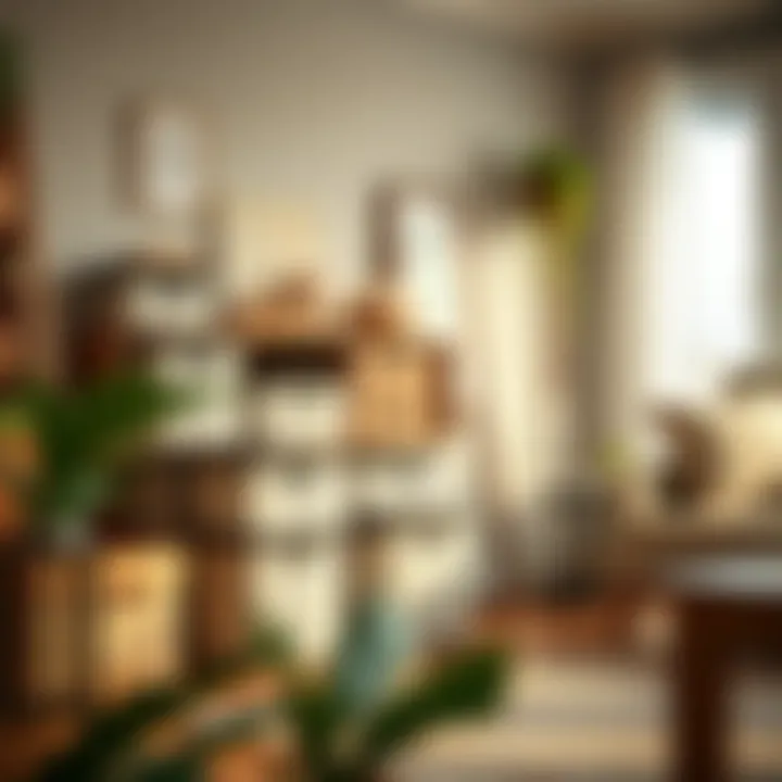 Organized space featuring bins with lids