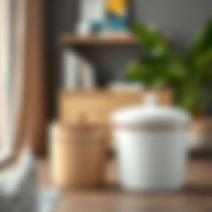 Stylish lidded bins enhancing home decor