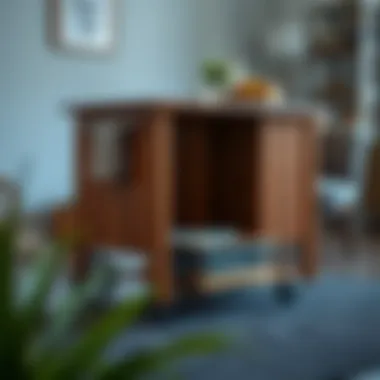 Stylish wooden utility cart with a modern design