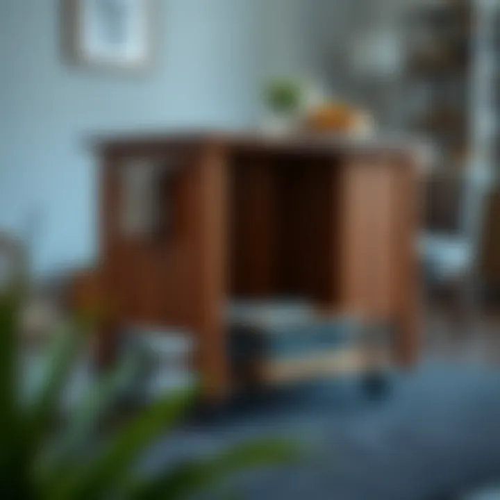 Stylish wooden utility cart with a modern design