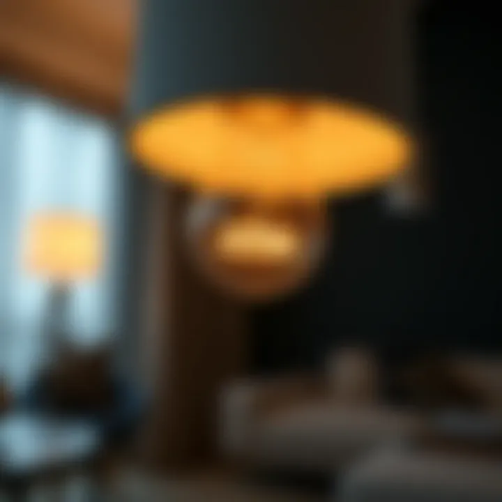 Close-up of energy-efficient LED bulb in a floor lamp