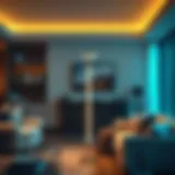 Stylish floor stand LED lamp in modern living room setting