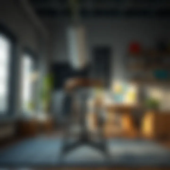 Modern Desk Stool in a Creative Workspace Stylish modern desk stool in a creative workspace