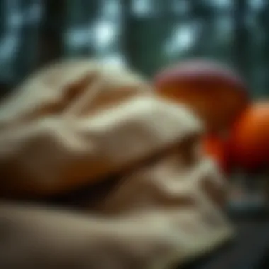 Close-up of fabric and materials used in mushroom camping chairs