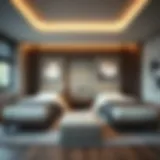 Stylish arrangement of two single beds in a modern bedroom setting