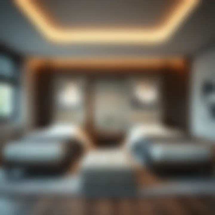 Stylish arrangement of two single beds in a modern bedroom setting