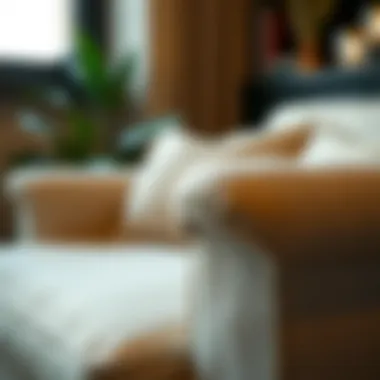 Close-up view of the plush fabric and armrests of a padded chair