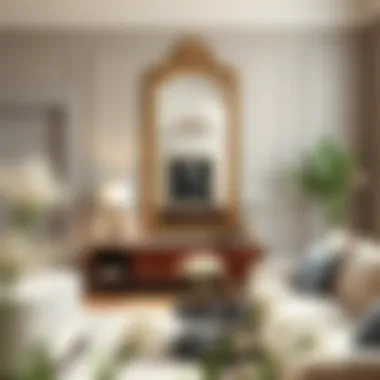 Elegant wall mirror in a modern living room setting