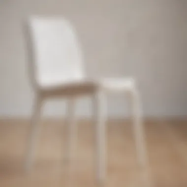 Close-up of the texture and material of a white dining chair