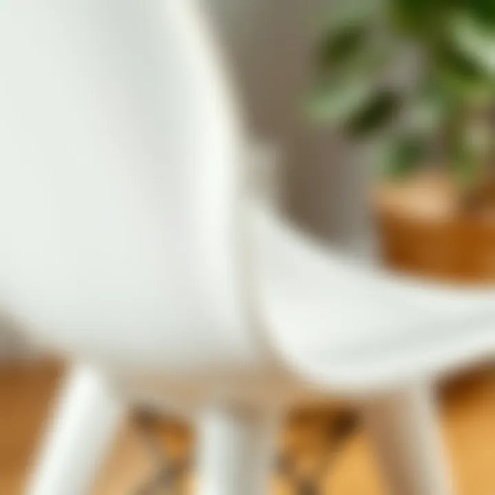 Close-up of white resin chair highlighting texture and finish