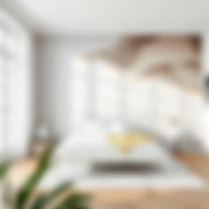 Interior view of a bedroom featuring a white wire bed frame