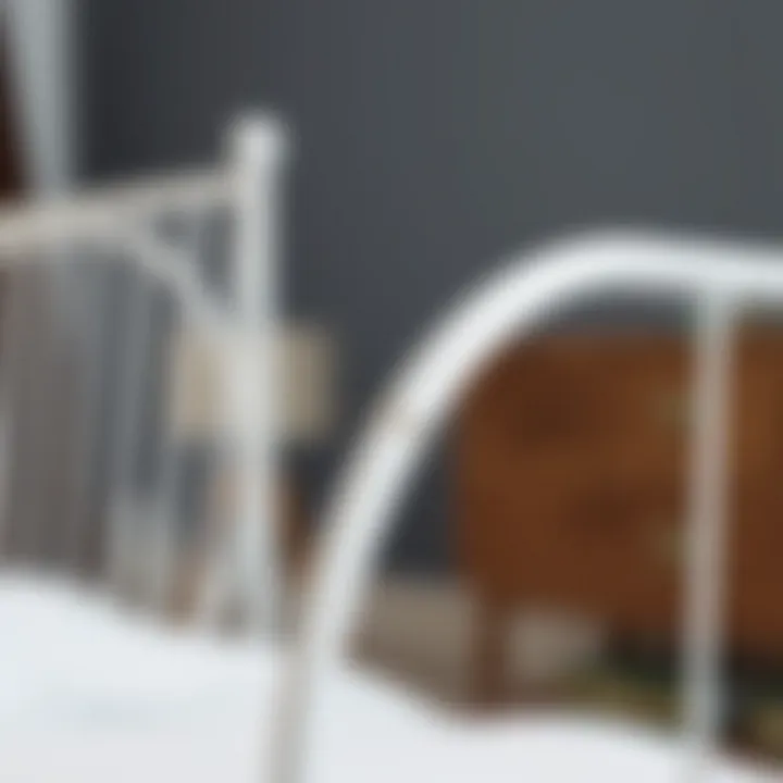 Close-up of the intricate wire design of a bed frame