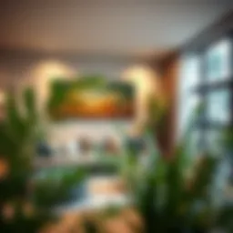 Modern living room featuring faux plants in stylish decor