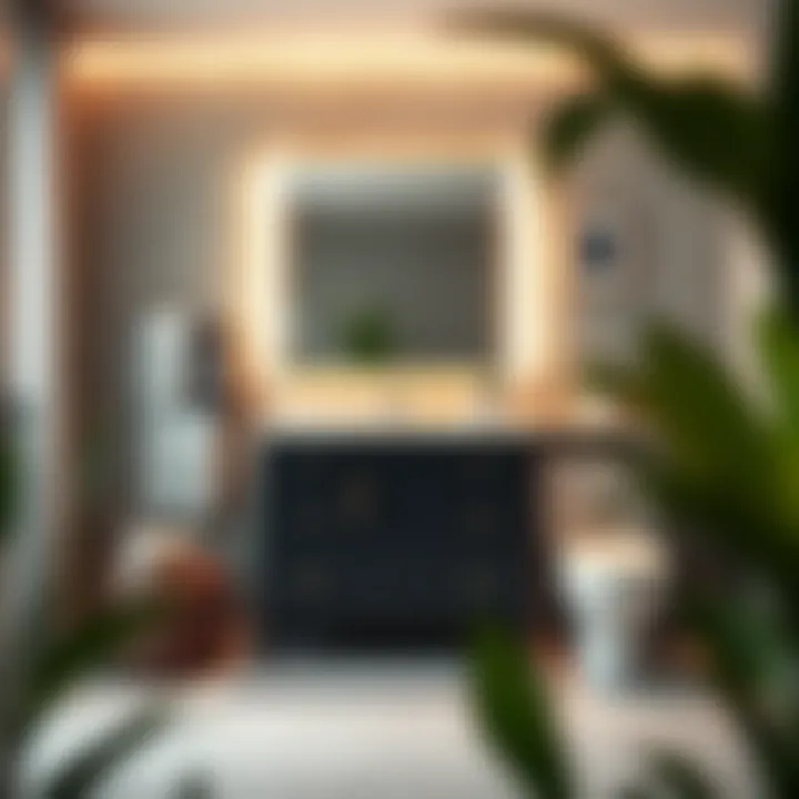 Compact vanity with integrated lights optimizing small space functionality