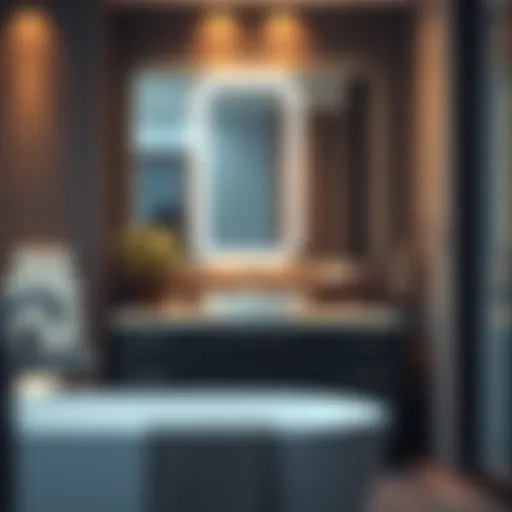 Elegant vanity with backlit mirror showcasing a modern bathroom setting