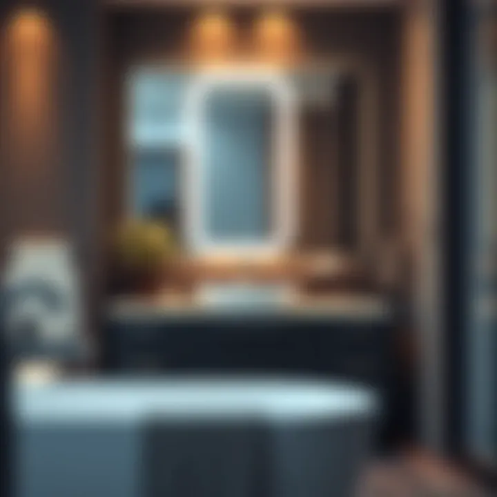 Elegant vanity with backlit mirror showcasing a modern bathroom setting