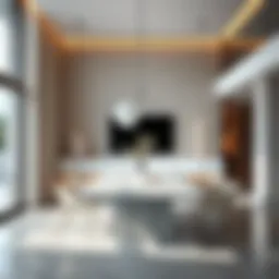 Elegant floating dining table in a modern interior