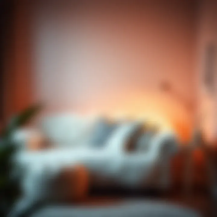Cozy Corner with Fluffy Couch and Warm Lighting Cozy corner featuring a fluffy couch and warm lighting