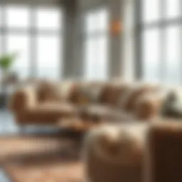 Luxurious fluffy couch in a modern living room setting