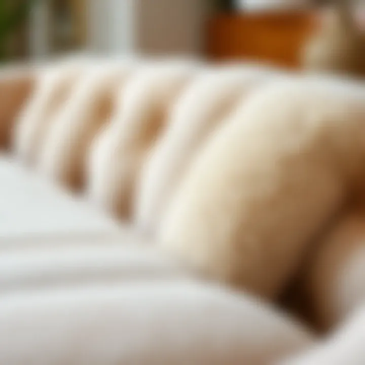 Soft Fabric Texture of a Plush Couch Close-up of soft fabric texture on a plush couch