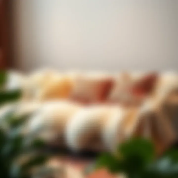 Fluffy Couch Styled with Decorative Pillows Fluffy couch styled with decorative pillows and throws