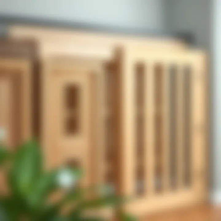 Close-up of various framing materials suitable for sliding doors