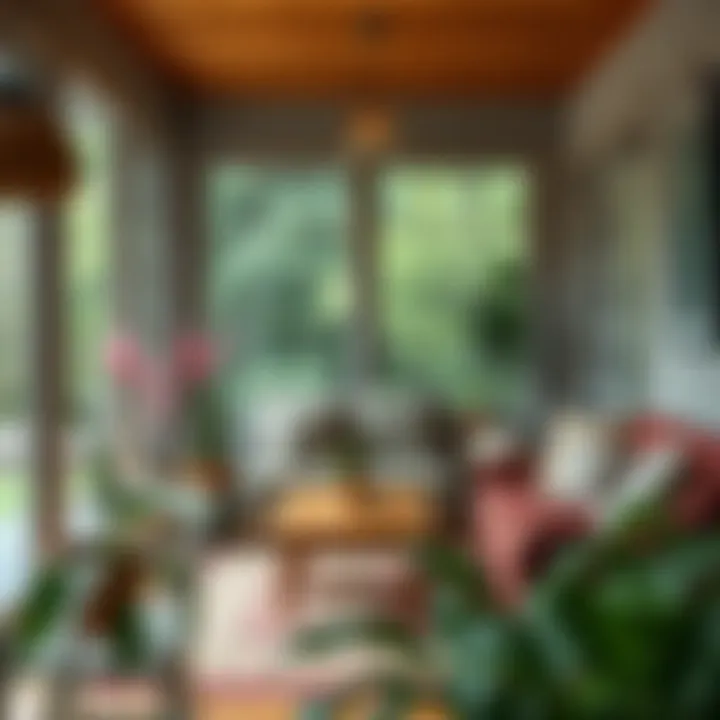 Cozy sunroom arrangement with plants and textiles