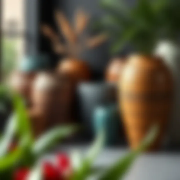 Diverse Designs of Giant Pots A striking collection of giant pots showcasing various designs and textures