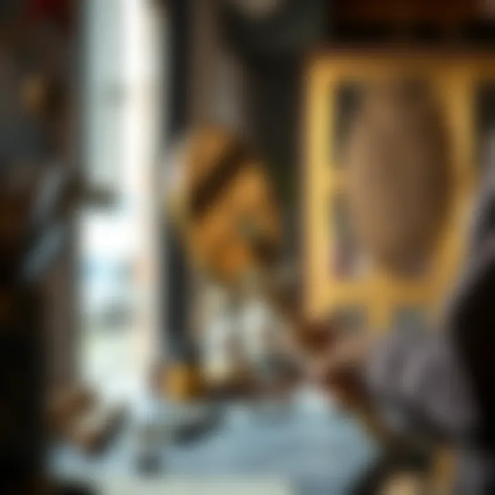 Artisan Craftsmanship of Gold Handheld Mirror Craftsmanship of gold mirror with artisan tools