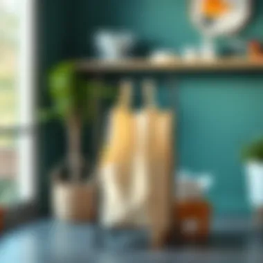 Eco-friendly grocery bag stand with reusable bags