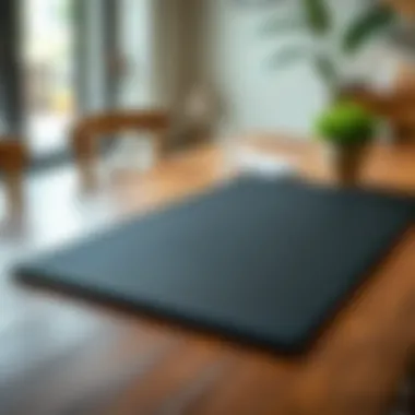 Heat protector mat in use on a wooden table