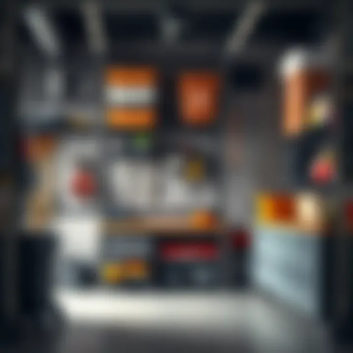 Utility rack in a garage setting, enhancing space organization
