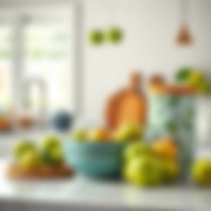 Kitchen Accessories with Green Apple Accents Colorful green apple accents in kitchen accessories